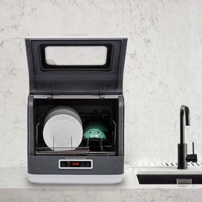 Countertop Dishwasher, Portable Compact Dishwashers, 3 Washing Programs and Air-Dry Function, Small Deep Cleaning Dishwasher for Small Apartments, Dorms and RVs