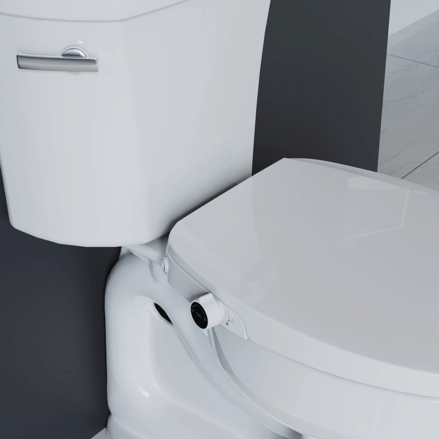 Mainstays Elongated Non-Electric Bidet Toilet Seat with Dual Self-Cleaning Nozzles, Daisy White