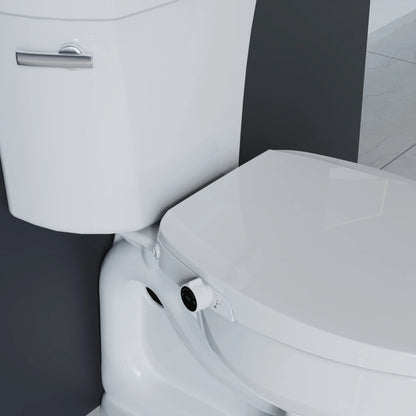 Mainstays Elongated Non-Electric Bidet Toilet Seat with Dual Self-Cleaning Nozzles, Daisy White