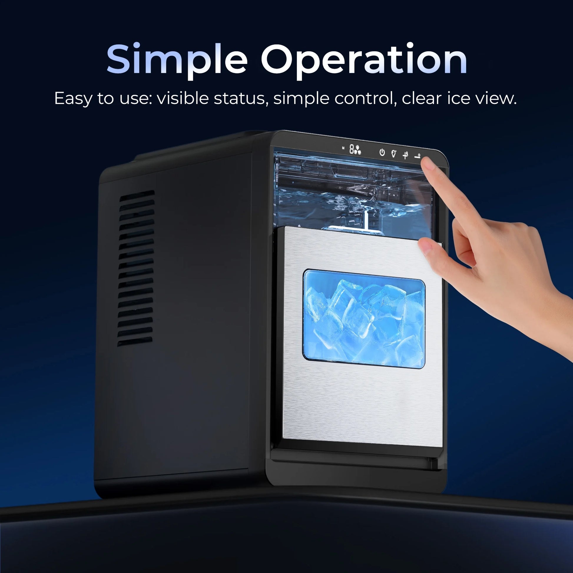 Simzlife Crescent Ice Makers Countertop, 35.9Lbs/24H, 16Pcs in 12Mins, Auto Deep Cleaning, Timer, Portable Crescent Ice Maker Countertop with Crystal-Clear Ice Cubes for Home/Office/Party
