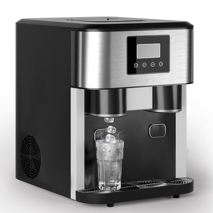 TABU 3 in 1 Ice Maker with Water Dispenser,40 lbs/24H,Ice Machine with Ice Crushing,Self Cleaning,Black