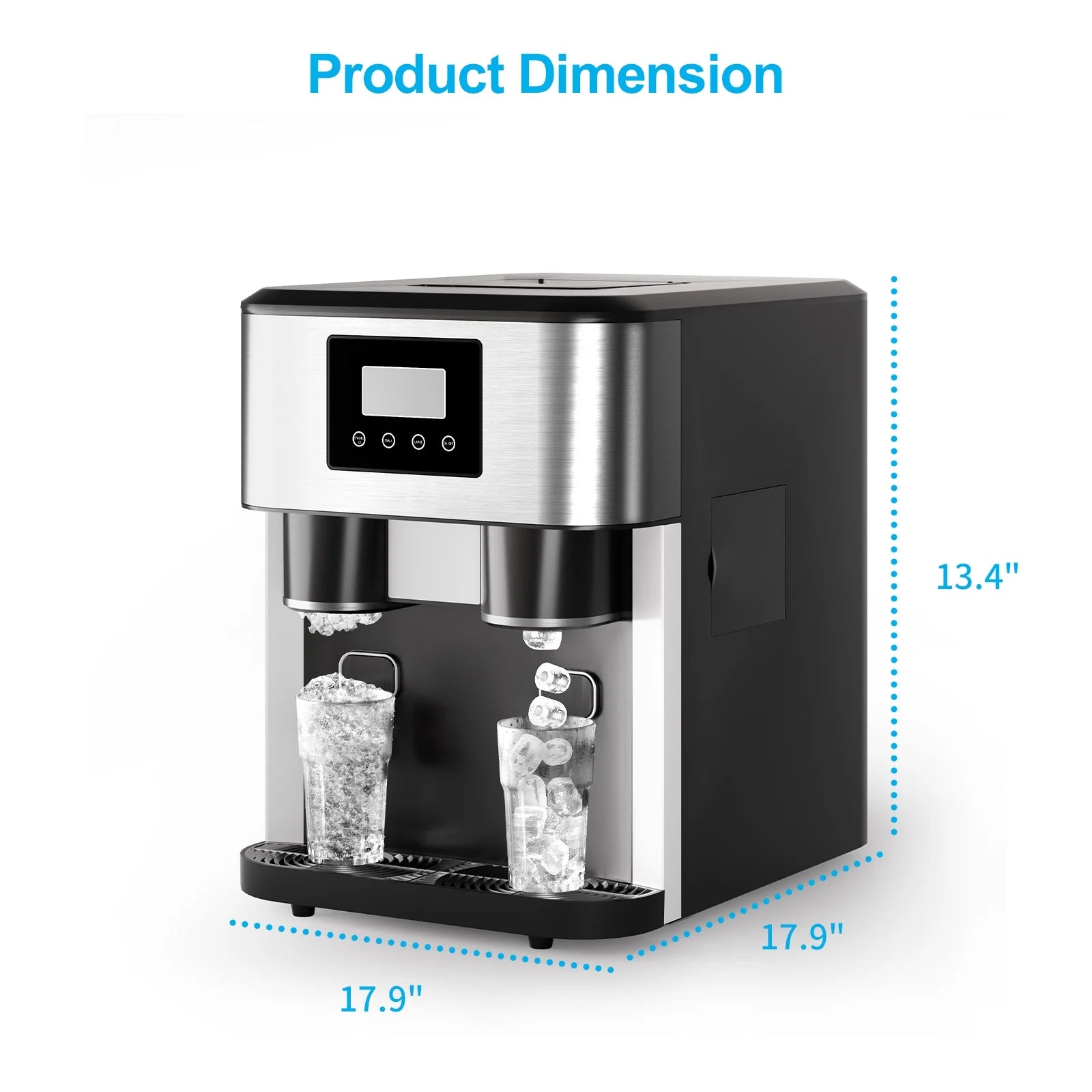 TABU 3 in 1 Ice Maker with Water Dispenser,40 lbs/24H,Ice Machine with Ice Crushing,Self Cleaning,Black