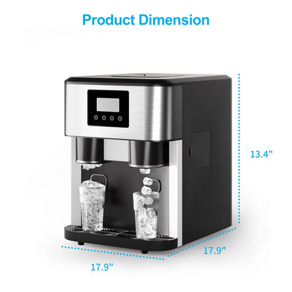 TABU 3 in 1 Ice Maker with Water Dispenser,40 lbs/24H,Ice Machine with Ice Crushing,Self Cleaning,Black