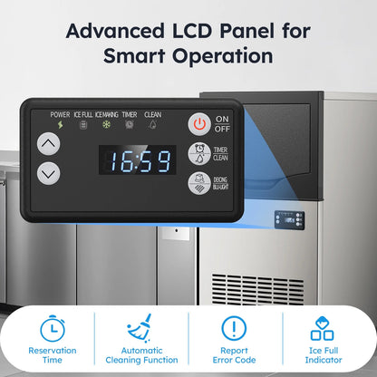 Joreek Under Counter Ice Machine, 100 lbs/24H Commercial Ice Maker with 33lbs Ice Storage, Stainless Steel Freestanding, Self Cleaning Ice Makers for Home/Restaurant/Bar