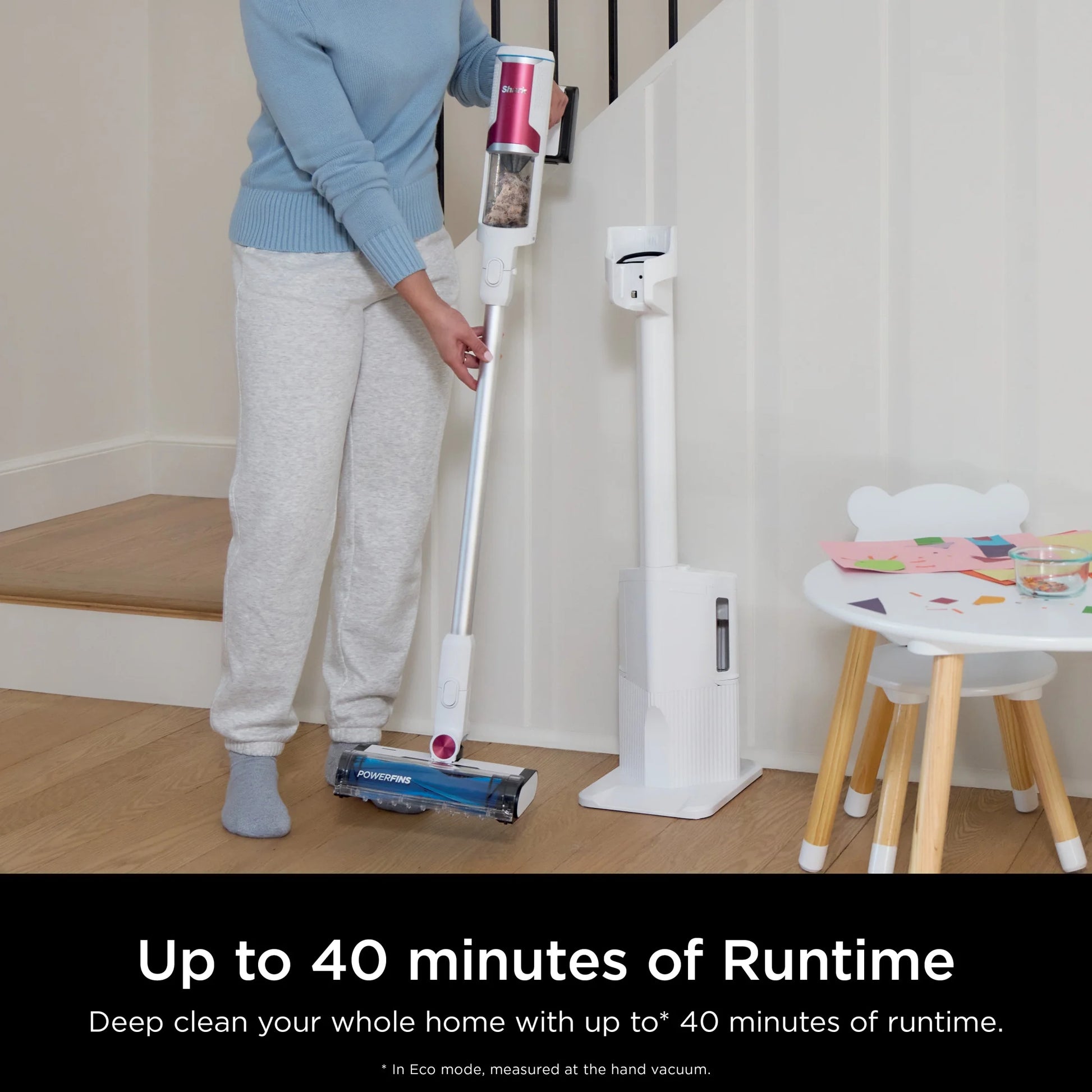 Shark Clean & Empty Cordless Stick Vacuum, Carpet and Hardfloors, Auto Empty Base, Self Cleaning Brushroll, HEPA Filter, BU3120 White