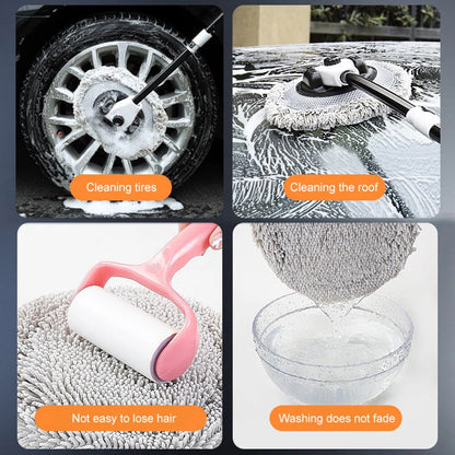 TITOUMI 47.5" 2 in 1 Car Wash Brush Cleaning Mop Kit with Long Handle, Supplies Car Mop for Scratch-Free Car RV Truck SUV