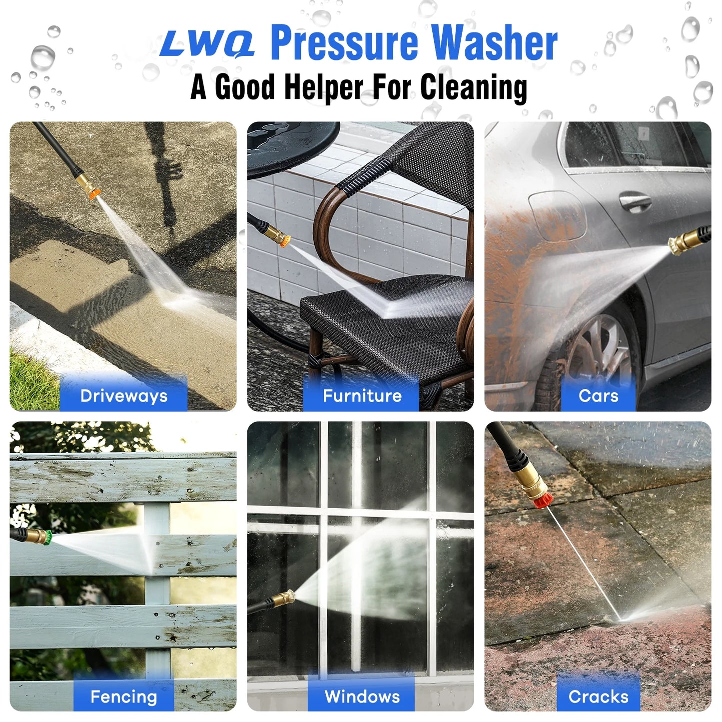 Electric Pressure Washer, 4200 PSI 2.5 GPM Power Washer with 2 Quick Connect Nozzles, High Pressure Cleaning Machine with Foam Cannon for Cars/Fences/Driveways/Patios/Home Cleaning