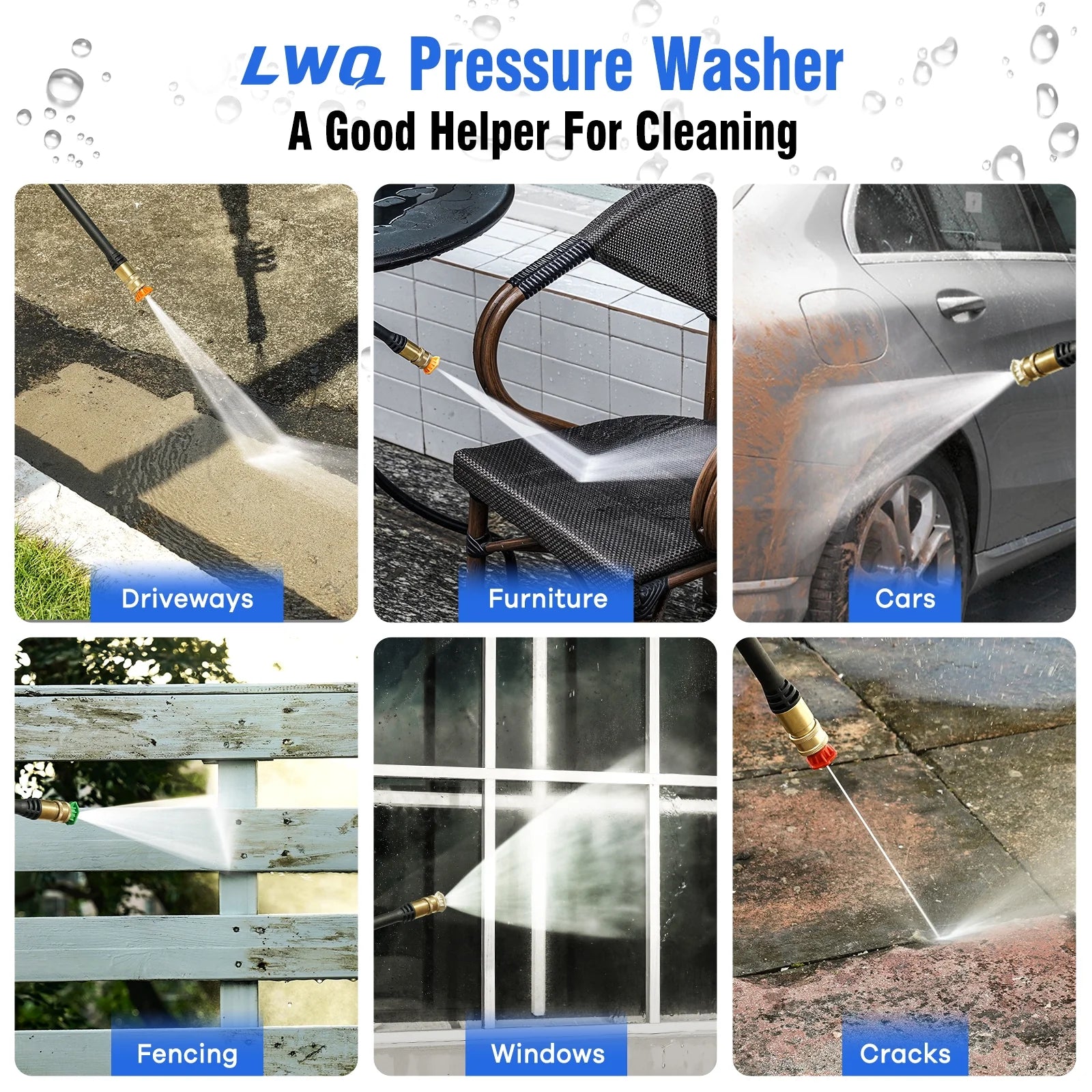 Electric Pressure Washer, 4200 PSI 2.5 GPM Power Washer with 2 Quick Connect Nozzles, High Pressure Cleaning Machine with Foam Cannon for Cars/Fences/Driveways/Patios/Home Cleaning