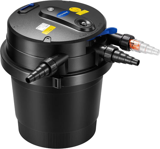 SPECSTAR 2110GPH Auto-Cleaning Pressurized Bio Pond Filter with 13W Light, Timer, Multi-Size Adapters for Koi Ponds up to 1057 Gallons or Ornamental Ponds up to 2113 Gallons