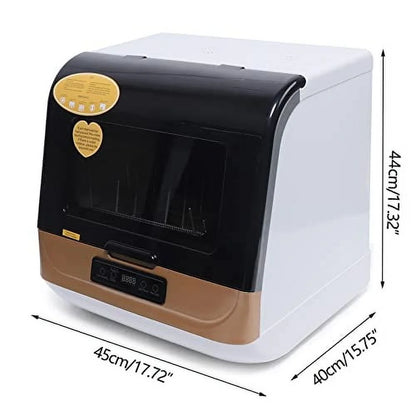 Countertop Dishwasher Kitchen Mini Portable Dish Bowl Washer Tabletop Automatic Dishwasher Deep Cleaning for Home, Apartment, RV (White & Black)