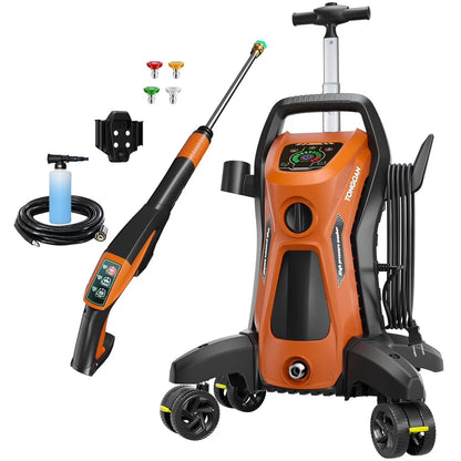 Electric Pressure Washer 5000PSI-Max 3.2GPM Power Washer Electric Powered with Upgrade Spray Handle Smart Control and 4 Anti-Tipping Wheels for Effortlessly Cleaning Blue