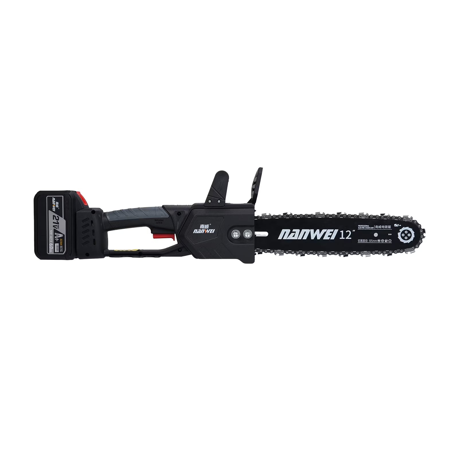 Wood 12inch Electric Chainsaw 2000W Brushless Chainsaw Handheld Logging Saw With Safety Lock 21V 6000mah Rechargeable Battery For Wood Cutting Trimming Courtyard Garden Building