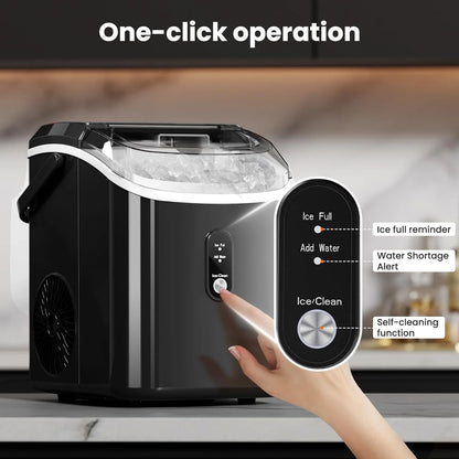 Auseo Nugget Ice Maker Countertop, Ready in 6 Mins ,35Lbs Each day with Self-Cleaning,Portable Sonic Ice Machine for Home/Office/Bar, Black