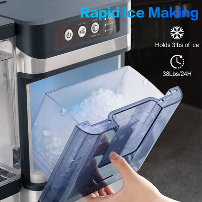TEKAMON Nugget Ice Maker Countertop, 41lbs/24H, Soft Chewable Pellet Touchscreen Ice Maker with Self-Cleaning Function for Kitchens, Offices, Home