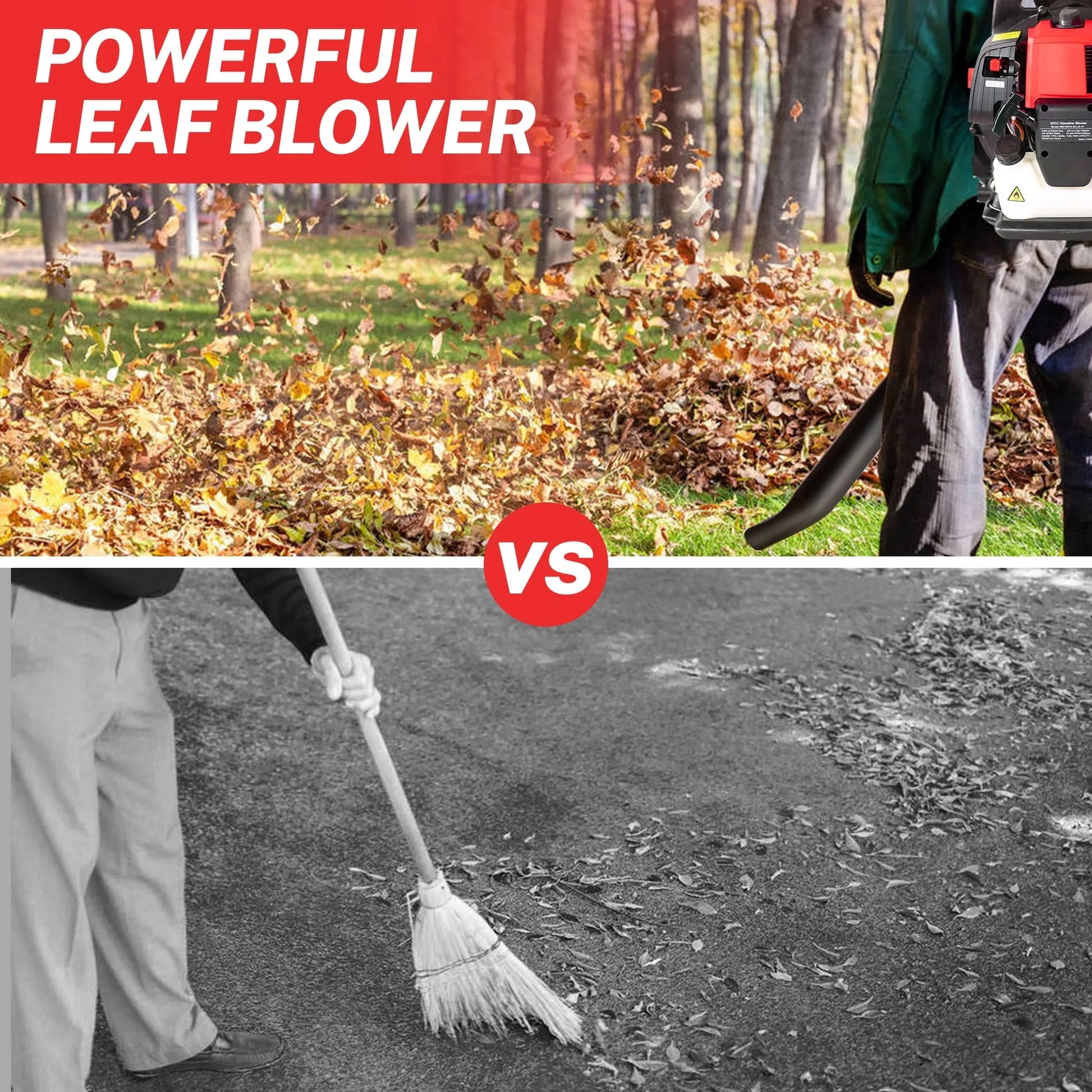 SYNGAR Gas Backpack Leaf Blower, 52CC 2-Cycle Leaf/Snow Blower with Extension Tube, for Dust Cleaning, Snow Blowing, Backyard, Garden, Work Around the House, Not for Sale in California, D5480