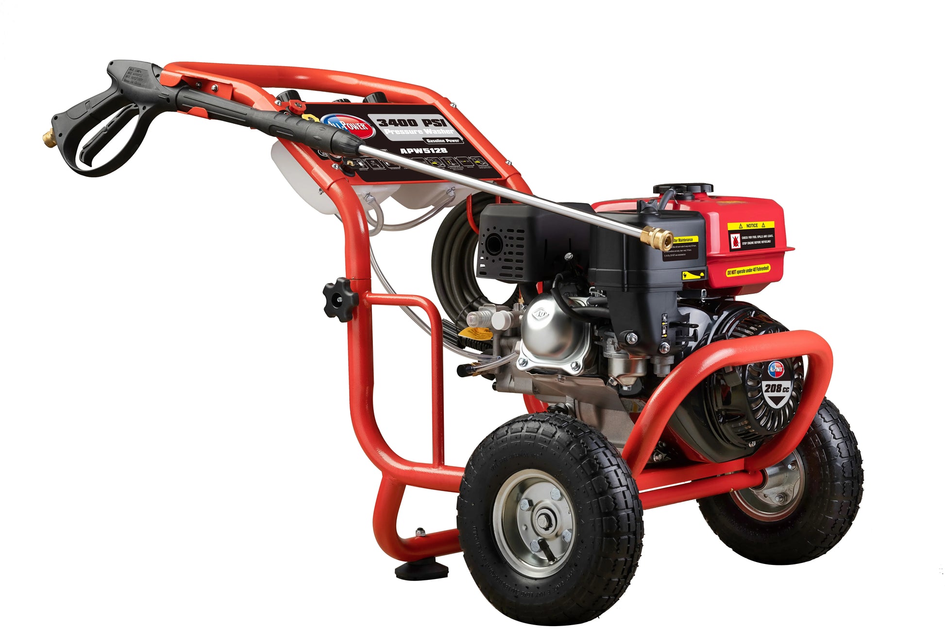 All Power 3400 PSI 2.6 GPM Gas Pressure Washer, 5 Adjustable Nozzles, 30 ft High Pressure Hose, Power Washer for Outdoor Cleaning, APW5128