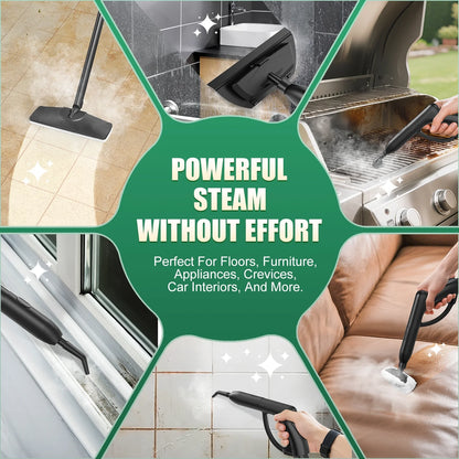 Loheer Steam Cleaner, 1500W Multipurpose Steamer for Cleaning with 15 Accessories, 2L Tank, Child Lock, Chemical-Free Cleaning, Steam Mop for Home, Car, and Furniture
