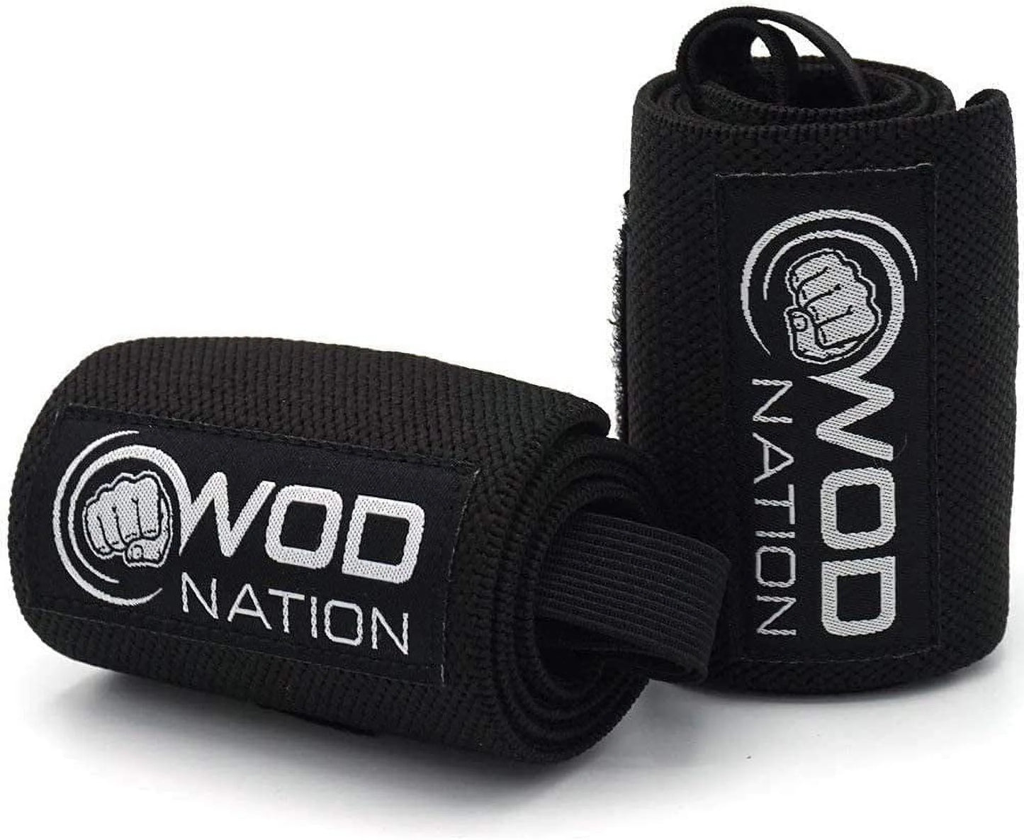 WOD Nation 12" Weightlifting Wrist Wraps for Men & Women, Set of 2, Black, Wrist Strap Support for Strength Training, Bodybuilding, Endurance