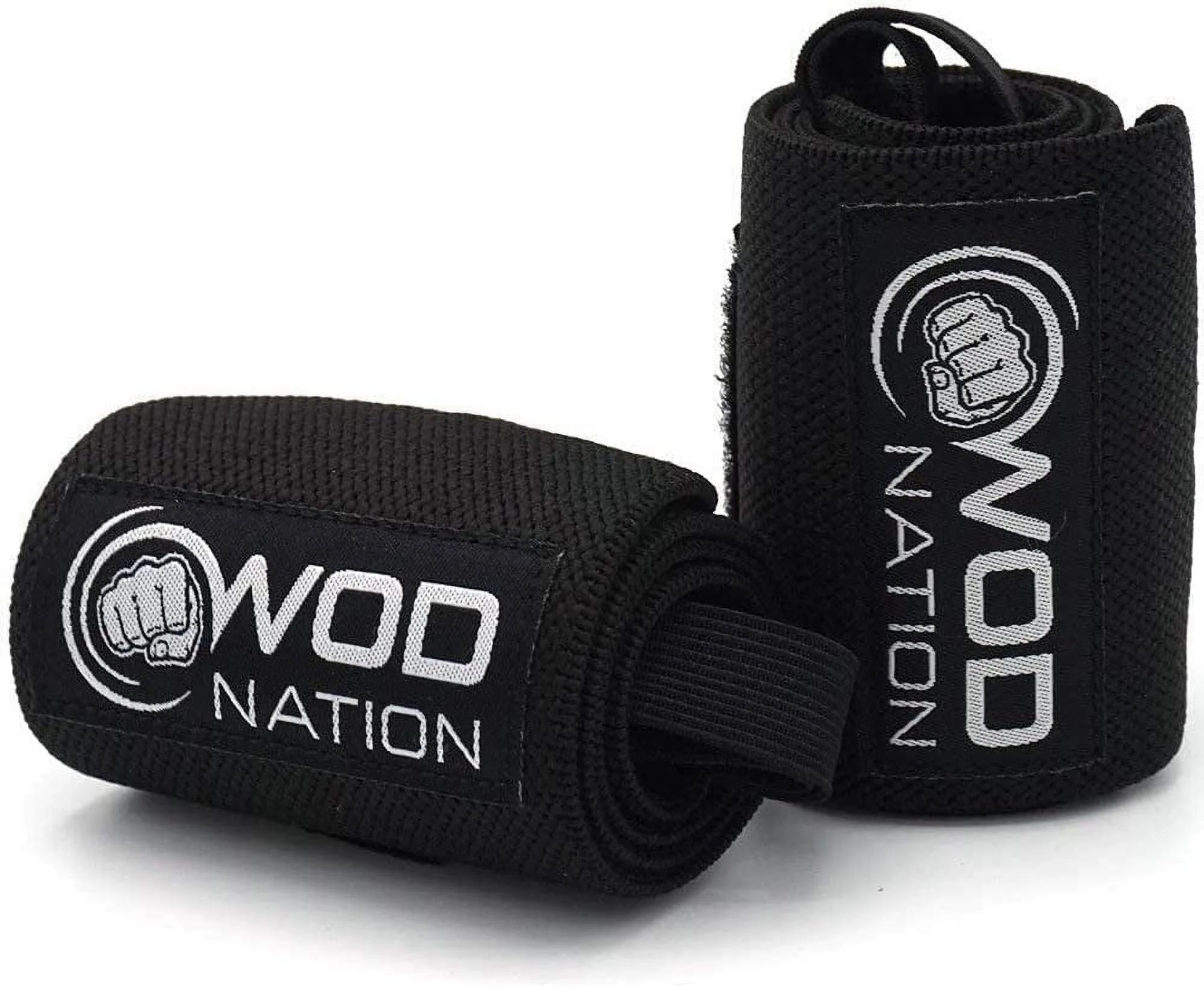 WOD Nation 12" Weightlifting Wrist Wraps for Men & Women, Set of 2, Black, Wrist Strap Support for Strength Training, Bodybuilding, Endurance