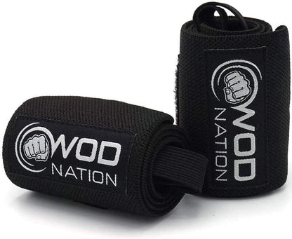 WOD Nation 12" Weightlifting Wrist Wraps for Men & Women, Set of 2, Black, Wrist Strap Support for Strength Training, Bodybuilding, Endurance