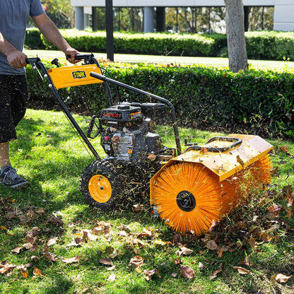 Stark 31" Walk Behind Gas Power Sweeper Dirt Debris Cleaning Path 196cc 7HP Gas Engine - for Leaves, Dirt, and Gravel