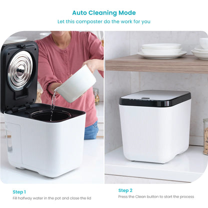 Home Zone Living 3 Liter White Kitchen Electric Composter Bin, with Auto- Cleaning Cycle