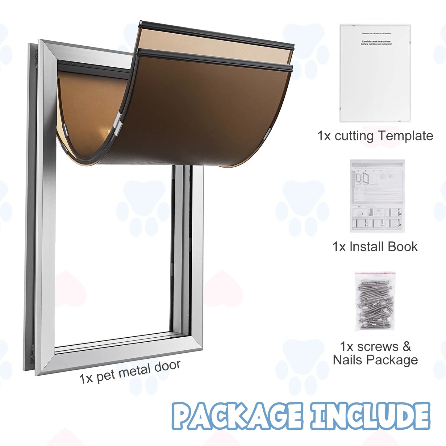 SHZOND Large Dog Door Aluminum Dog Doors W/Extra-Large Flap 17.5" W x 27.7" H Doggie Doors for Large Dog Up to 220lbs