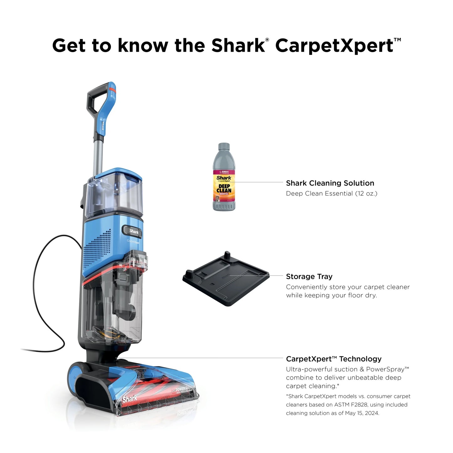 Shark? CarpetXpert? Upright Carpet & Area Rug Cleaner, Perfect for Pets, Lightweight & Powerful, Dirt, Grime, & Odor Removal, Carpet Shampooer, Cleaning Solution, Blue, EX121BRN