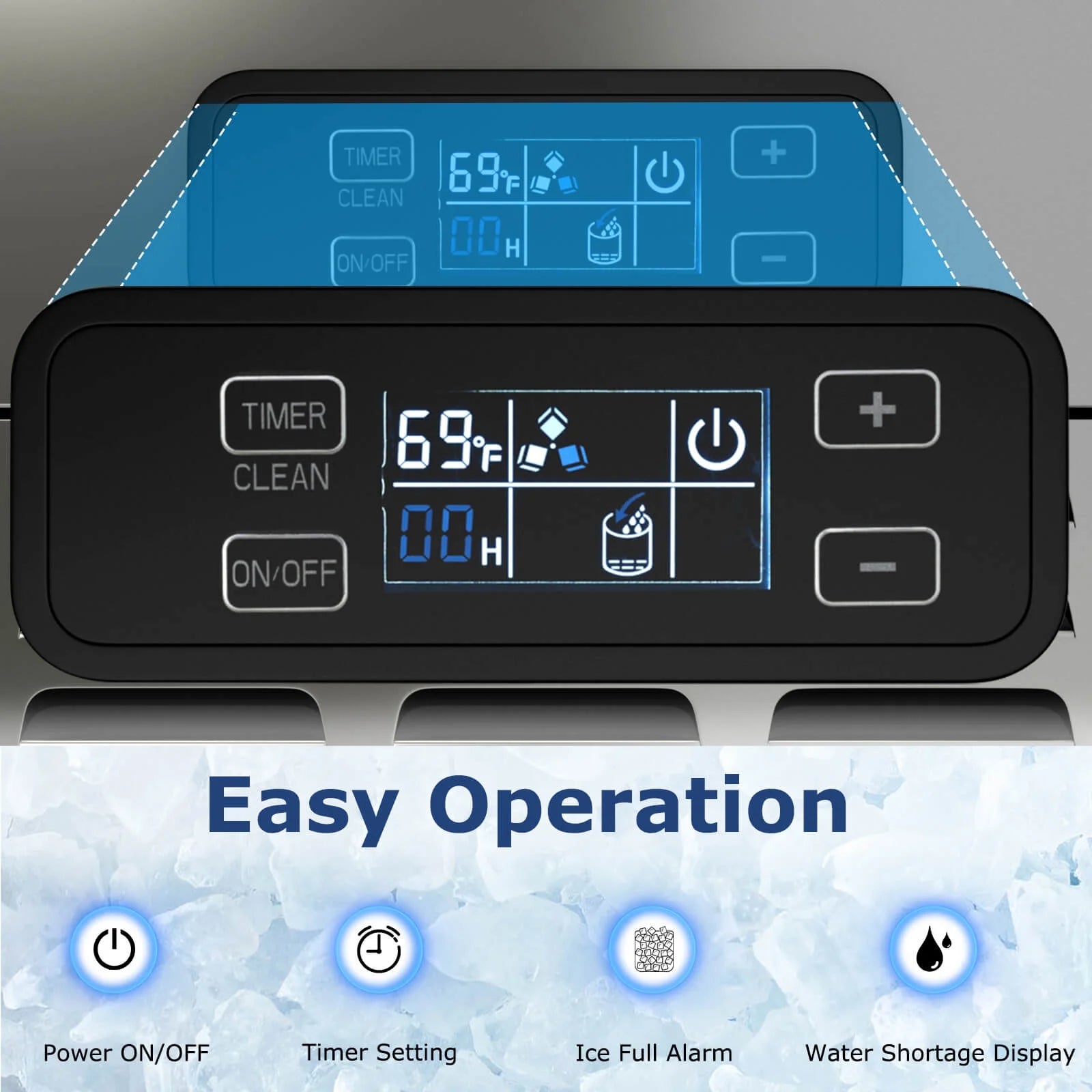 Costway Under Counter Nugget Ice Maker with Self-Cleaning 80 lbs/Day 24H Timer LCD Control