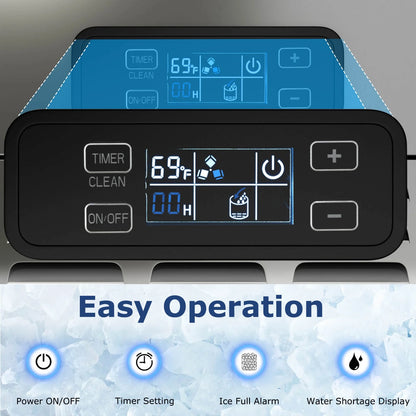 Costway Under Counter Nugget Ice Maker with Self-Cleaning 80 lbs/Day 24H Timer LCD Control