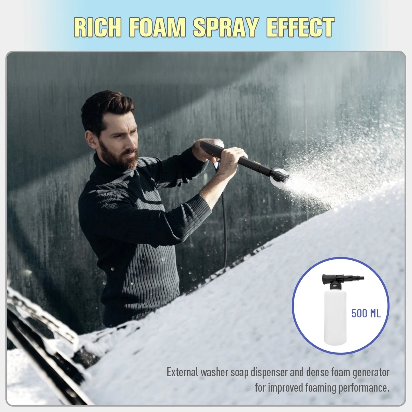 Electric Pressure Washer 4800PSIMax 2.9GPM Pressure Washer with 25 Ft Hose, 16.4 Ft Power Cord, Soap Tank Car Wash Machine Blue Ideal Cleaning for pool, Car, Patio