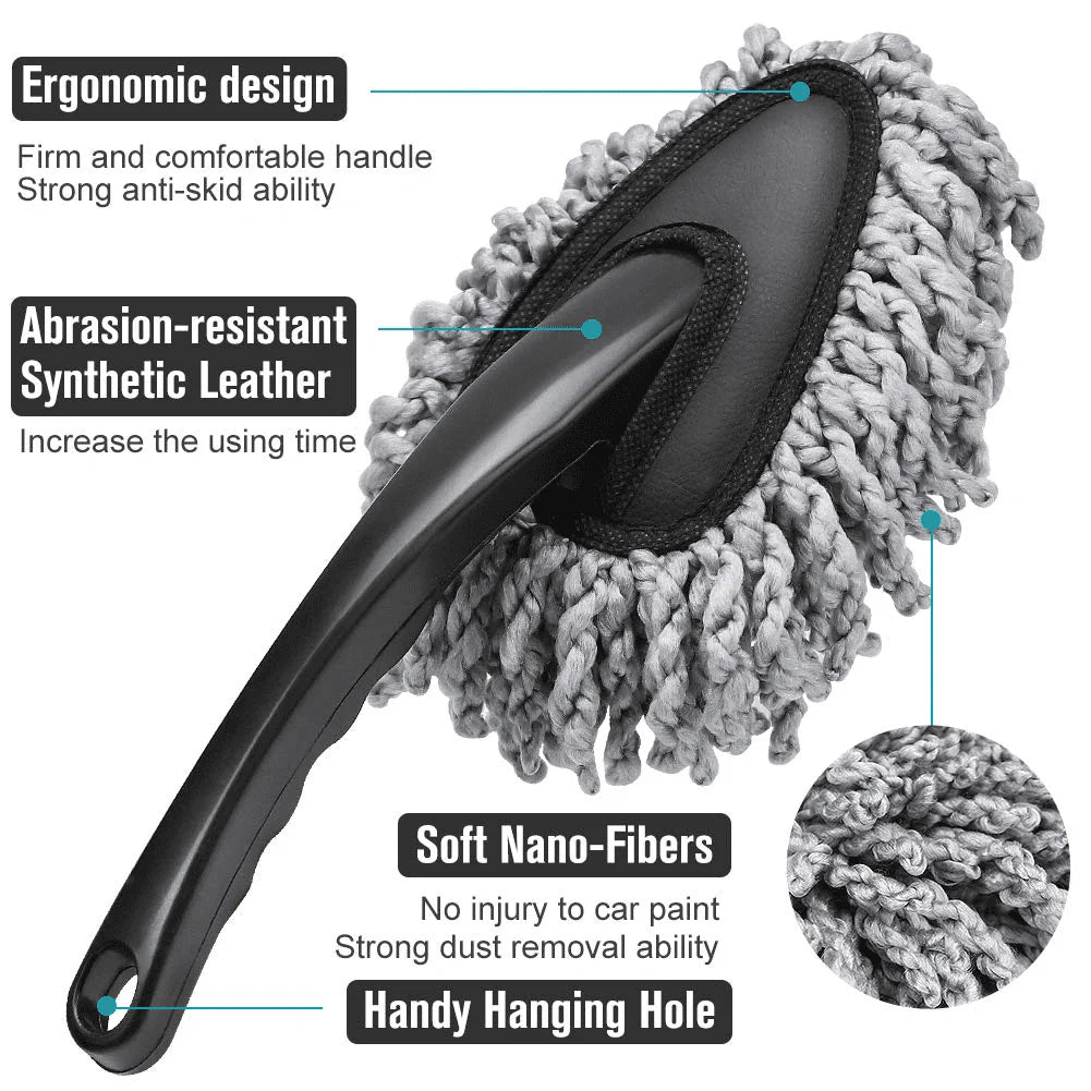 Multi-Functional Microfiber Car Duster Interior & Exterior Dash Dust Cleaner, Cleaning Detail Brush Dusting Washing Tool Kit for Car Home Kitchen Computer California Cleaning Products