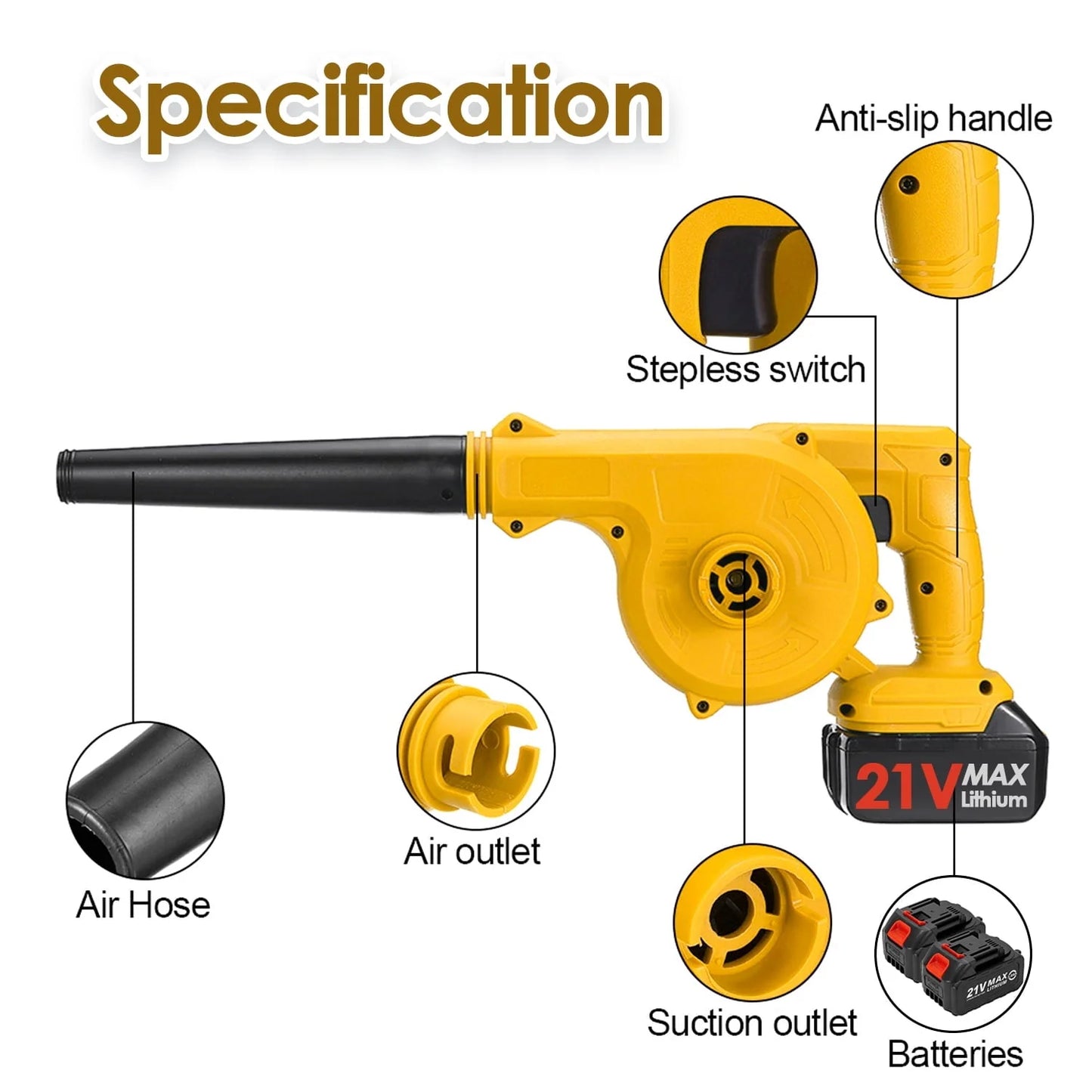 Mini Electric Leaf Blower Cordless, Doosl 2-in-1 Leaf Blower & Vacuum with 2 Battery and Charger for Yard Cleaning Snow Blowing