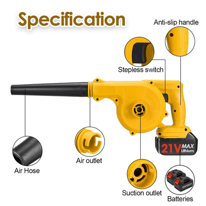 Mini Electric Leaf Blower Cordless, Doosl 2-in-1 Leaf Blower & Vacuum with 2 Battery and Charger for Yard Cleaning Snow Blowing