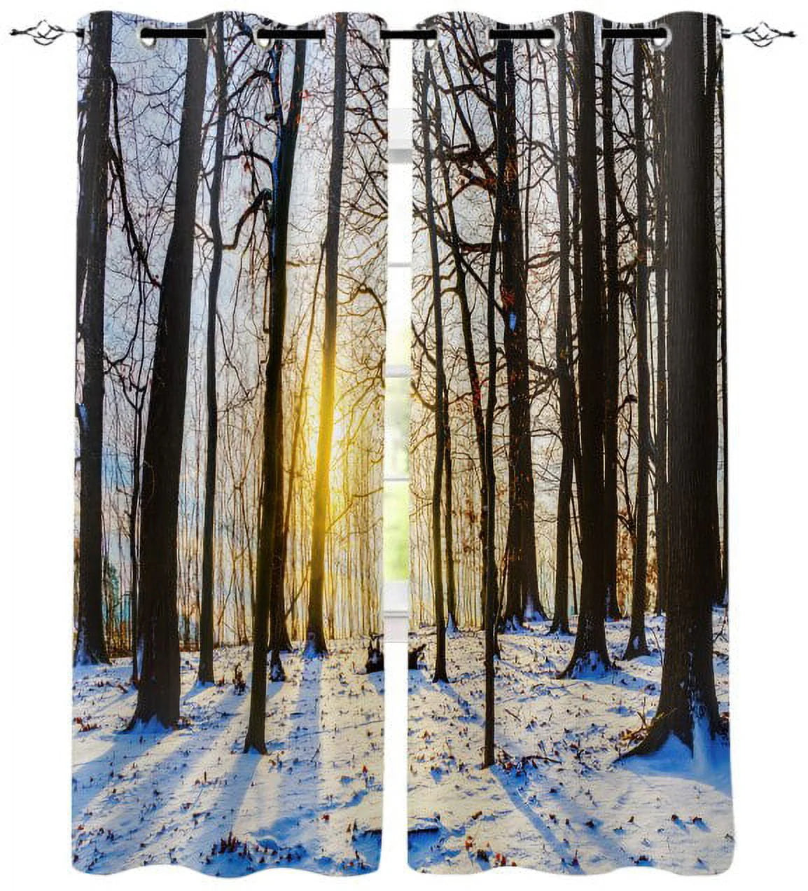 Winter Forest Snowflake Sunshine Modern Curtains For Living Room Bedroom Kitchen Window Treatment Drapes Home Hotel Decoration