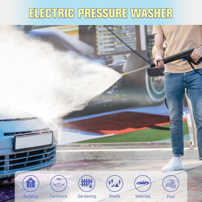 Electric Pressure Washer 4800PSIMax 2.9GPM Pressure Washer with 25 Ft Hose, 16.4 Ft Power Cord, Soap Tank Car Wash Machine Blue Ideal Cleaning for pool, Car, Patio