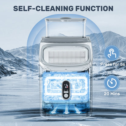 Auseo 45lbs/24H Ice Maker Countertop, 1.5+0.5L Large Water Tank, Cube Ice, Self-Cleaning, 24H Timer, Customizable Ice Making Time, Black