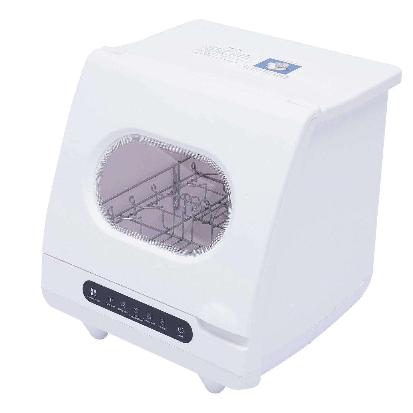 White 800W Dishwasher for Cleaning Vegetables and Fruits 15.6*15.4*16.9in Wash 6 Sets of Tableware at Once