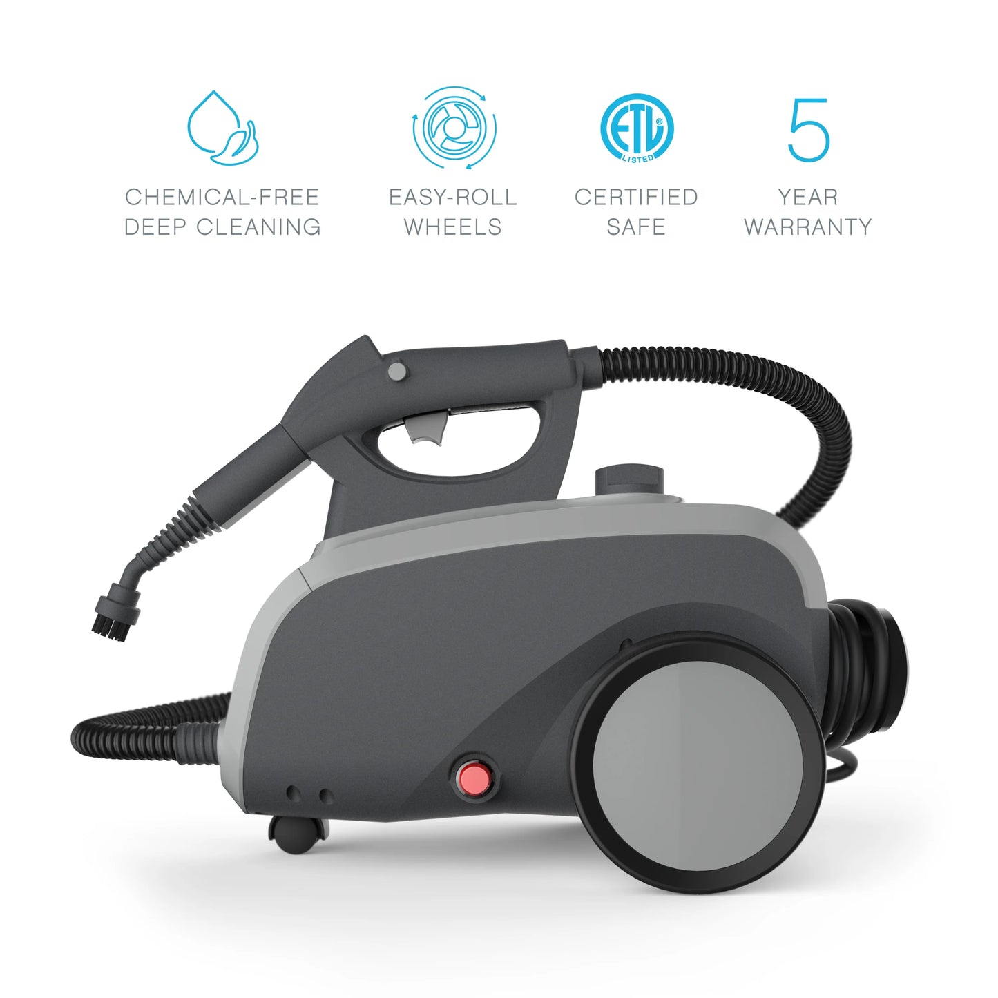 Pure Enrichment PureClean XL Rolling Steam Cleaner - Multi-Purpose Chemical-Free Steam Cleaner with 18 Accessories for Deep Cleaning Floors, Tiles, Grout, Windows, Grills, Ovens, and Vehicles