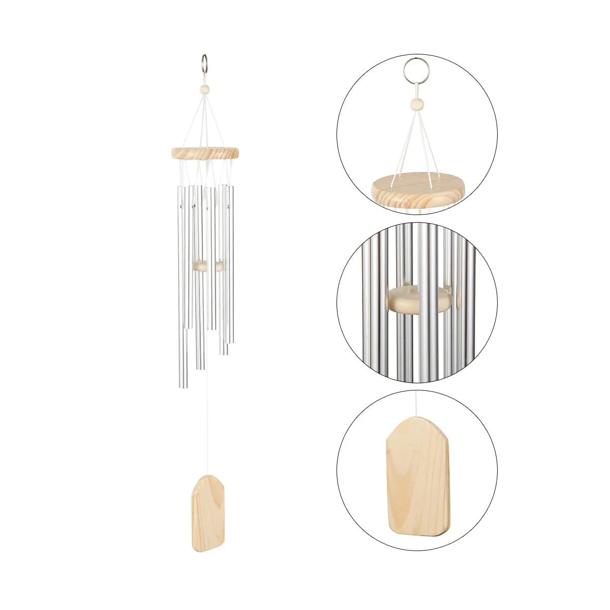 6 Tubes Wind Chime, 29'' Wooden Hanging Wind Chimes Window Wind Bells for Outdoor Indoor Home Decoration Mother's Day Gift