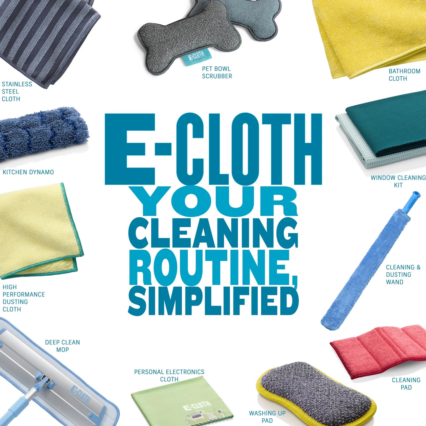 E-Cloth 13 Pcs Cleaning Supply Bundle, Premium Microfiber Cleaning Cloth & Mop