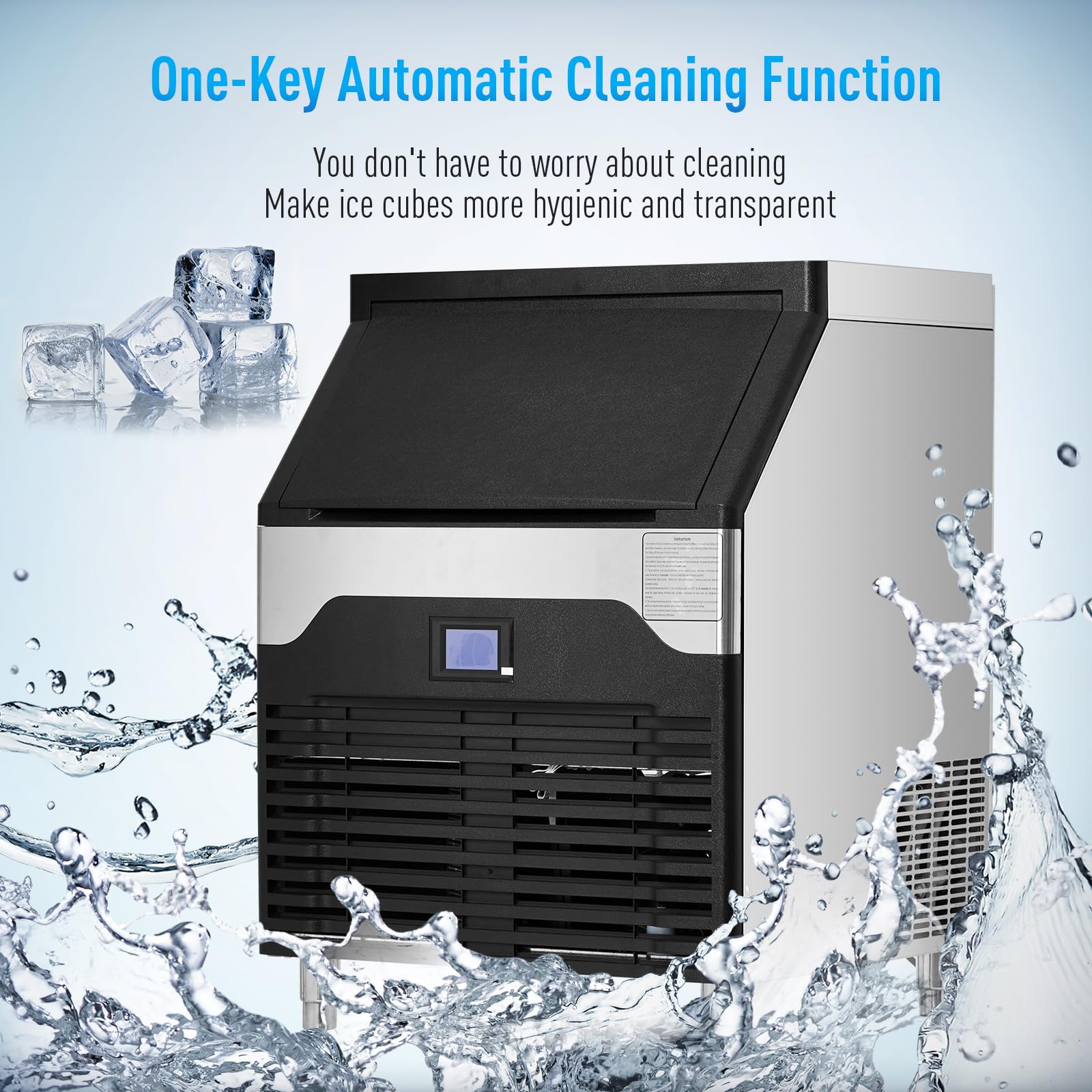 Commercial Ice Maker Machine.Stainless Steel Ice Maker,Industrial Ice Machine,260LBS/24H Stainless Steel Under Counter ice Machine,Ice Maker Self Cleaning for Bar Cafe Restaurant