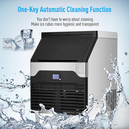 Commercial Ice Maker Machine.Stainless Steel Ice Maker,Industrial Ice Machine,260LBS/24H Stainless Steel Under Counter ice Machine,Ice Maker Self Cleaning for Bar Cafe Restaurant