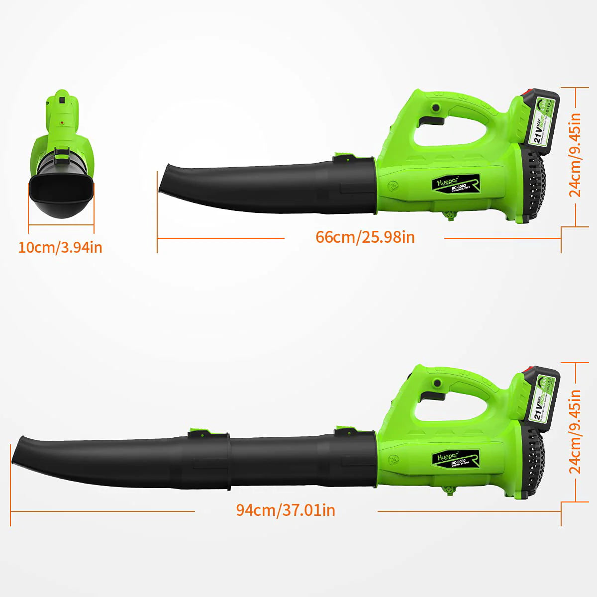 Huepar 21V Cordless Leaf Blower, 135MPH 321CFM 6 Speed Electric Blower for Garden, Yard and Lawn Cleaning & Snow Blowing with 4.0Ah Li-ion Battery RC3003
