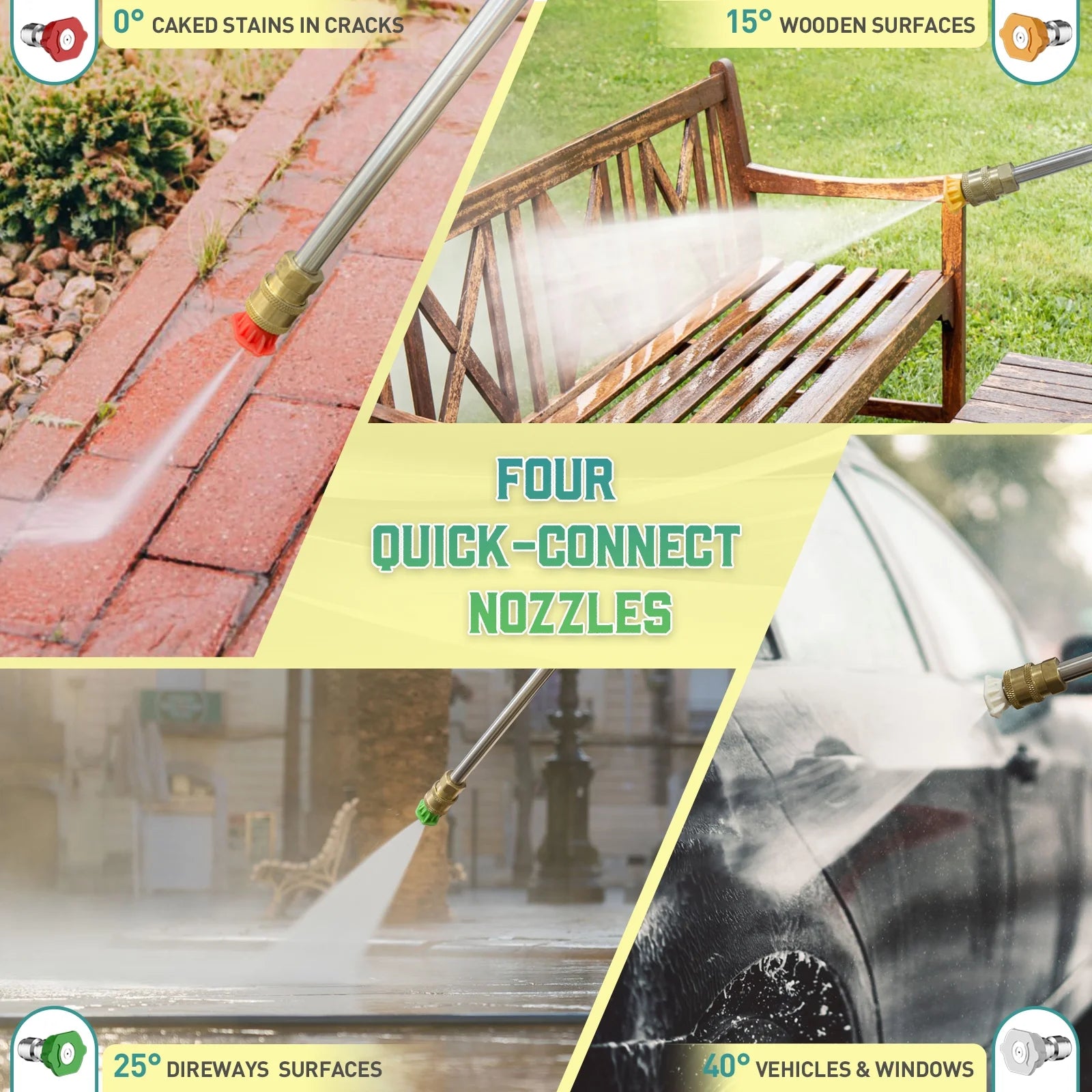 Pressure Washer Power Washer 4800PSIMAX with 4 Connect Nozzles and Foam Bottle, Car Cleaning Machine for Patio Driveway Home Outdoor