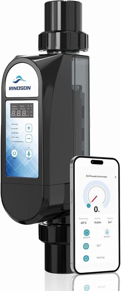Rinoson Smart Saltwater Pool Chlorinator System Up to 18,000 Gallons Pool, Warranty-App Remote Control & Titanium Plate Self-Cleaning WiFi Salt Chlorine Generator for Pools