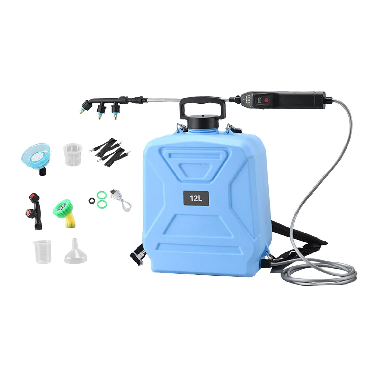 simhoa Garden Electric Sprayer 2 Spray Speed 12L Practical Comfortable Handle, Retractable Water Sprayer for Gardening Cleaning Green