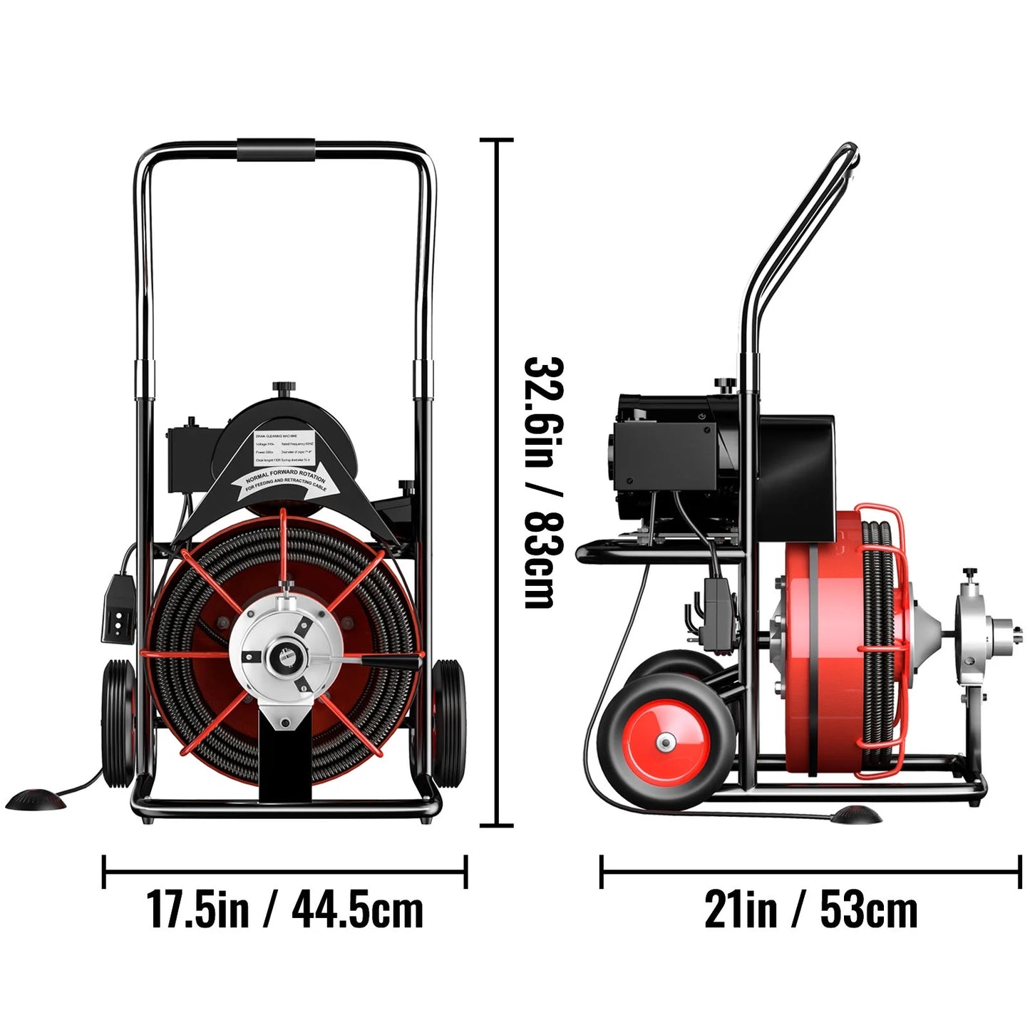 BENTISM Drain Cleaner Machine 100 ft x 1/2 in Drain Cleaning Machines 550W Electric Drain Auger 1700 r/min for 2" to 4" Pipes Electric Drain Snake Sewer Snake Drill