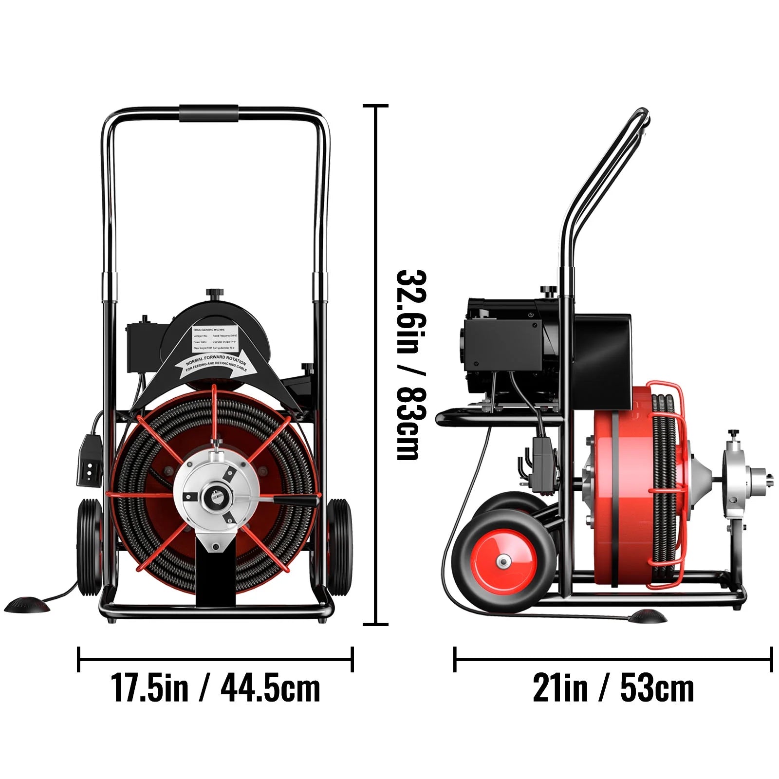 BENTISM Drain Cleaner Machine 100 ft x 1/2 in Drain Cleaning Machines 550W Electric Drain Auger 1700 r/min for 2" to 4" Pipes Electric Drain Snake Sewer Snake Drill