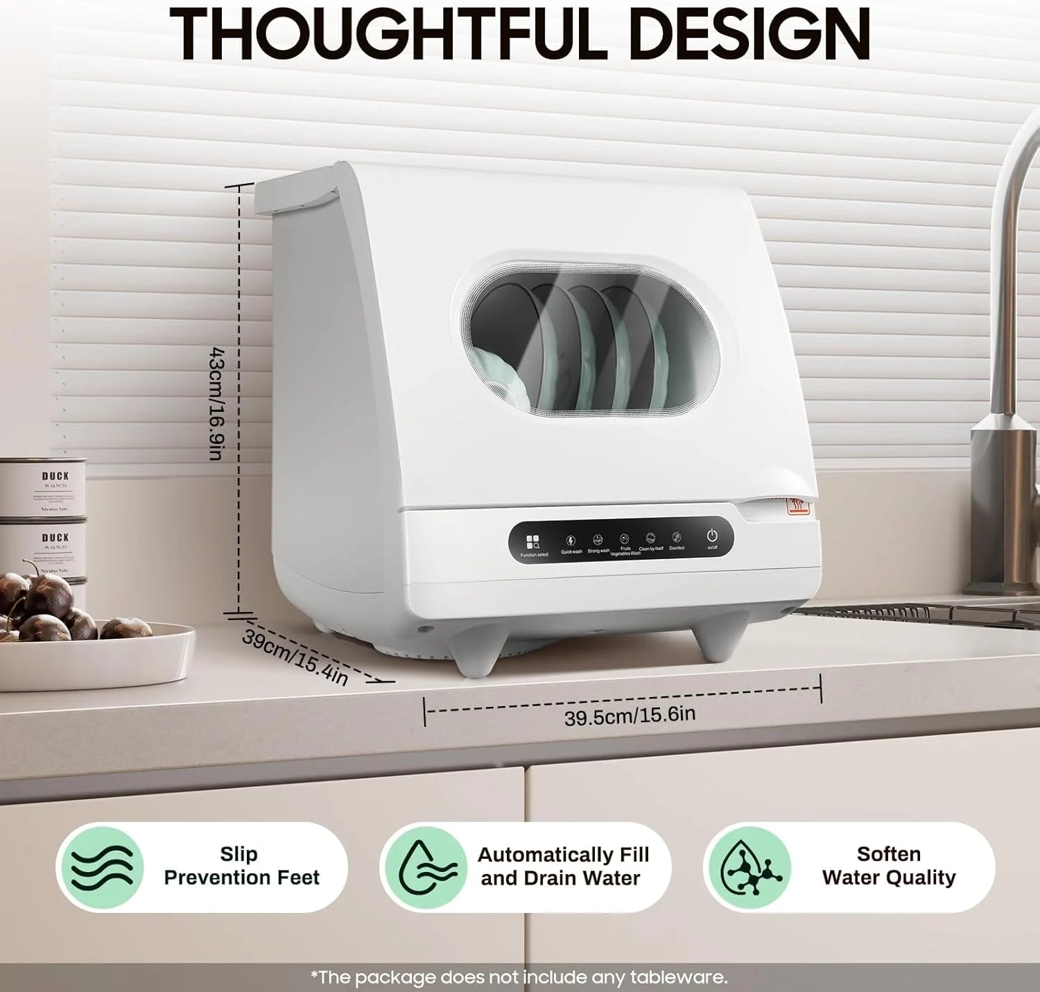 110v Portable Countertop Dishwasher,Home Apartment Tabletop Compact Dishwasher With Inlet & Drainage Pipe,Mini Countertop Dishwasher,Clear Window,For Cleaning Utensils At Home After Dining.